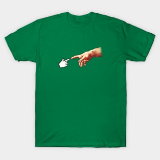 Funny 8bit Nerd & Geek Humor (Creation of Adam Parody) T-Shirt